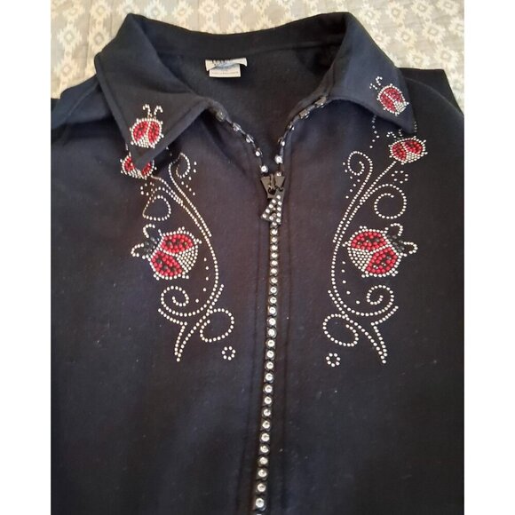 Isaac's Designs LadyBug themed Zip up Vest women's rhinestones 1X  Vest cotton - Picture 5 of 7
